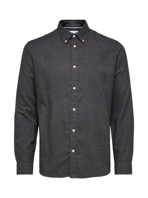 Selected Slim Flannel Shirt LS - Black/Melange